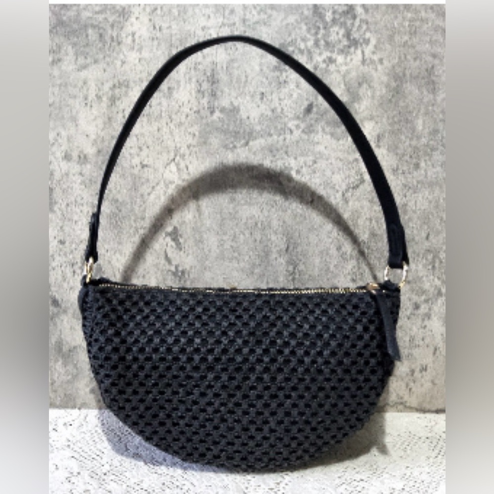 Universal Thread Chic Black Straw Half Moon Shoul… - image 1